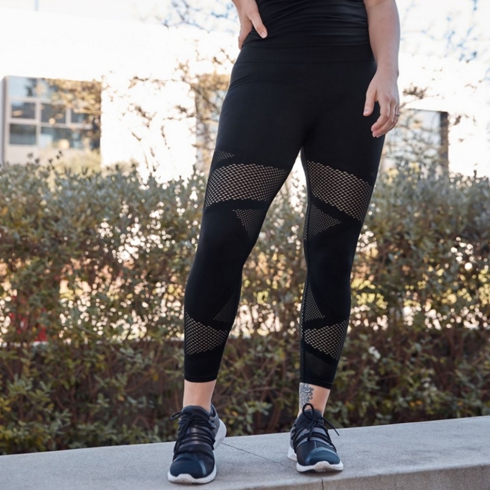 Fabletics 7/8 Leggings blue mesh size XL EUC